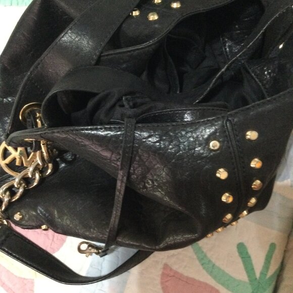 Michael Kors Uptown Astor Black Leather Studded Shoulder Bag - Picture 4 of 7